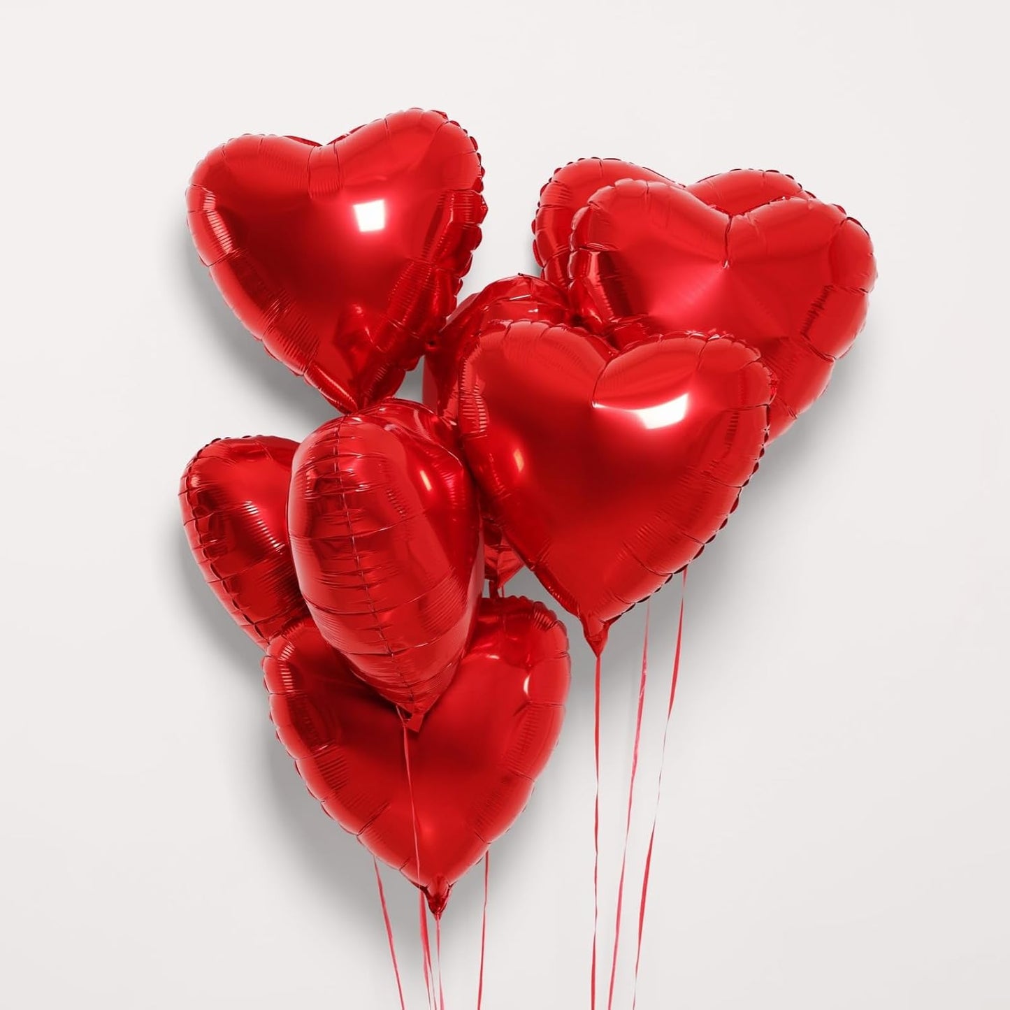 12Pcs Red Pink Champagne Gold Heart Balloons, 18 Inch Heart Shape Love Balloons for Valentine's Day, Wedding, Birthday Decorations