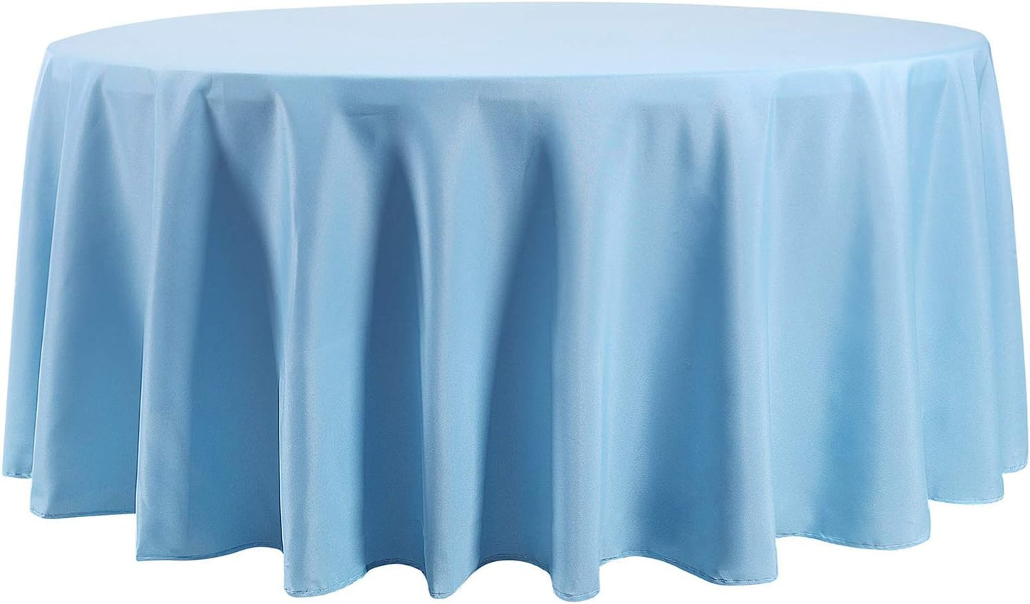 132 inch Round Tablecloth Washable Polyester Table Cloth Decorative Table Cover for Wedding Party Dining Banquet（132 inch,Blue Mist）