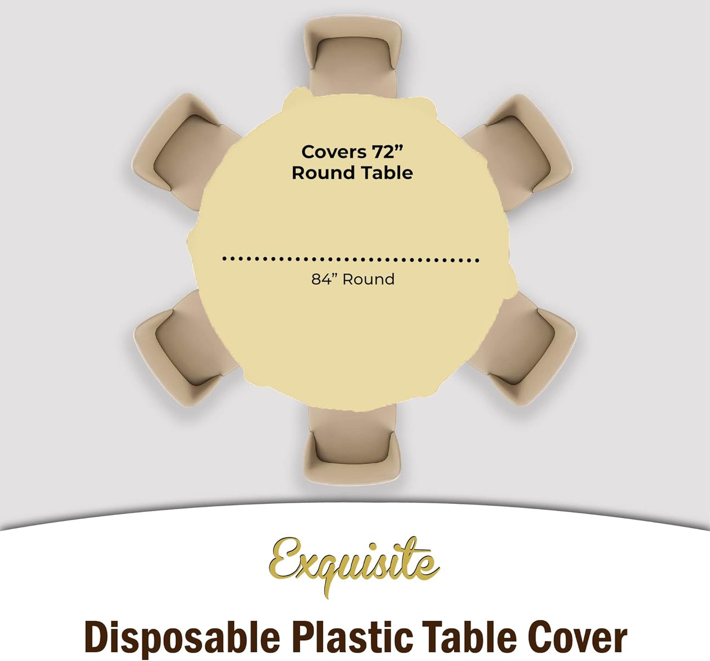 12-Pack Premium Plastic Tablecloth 84in. Round Table Cover - Light Yellow