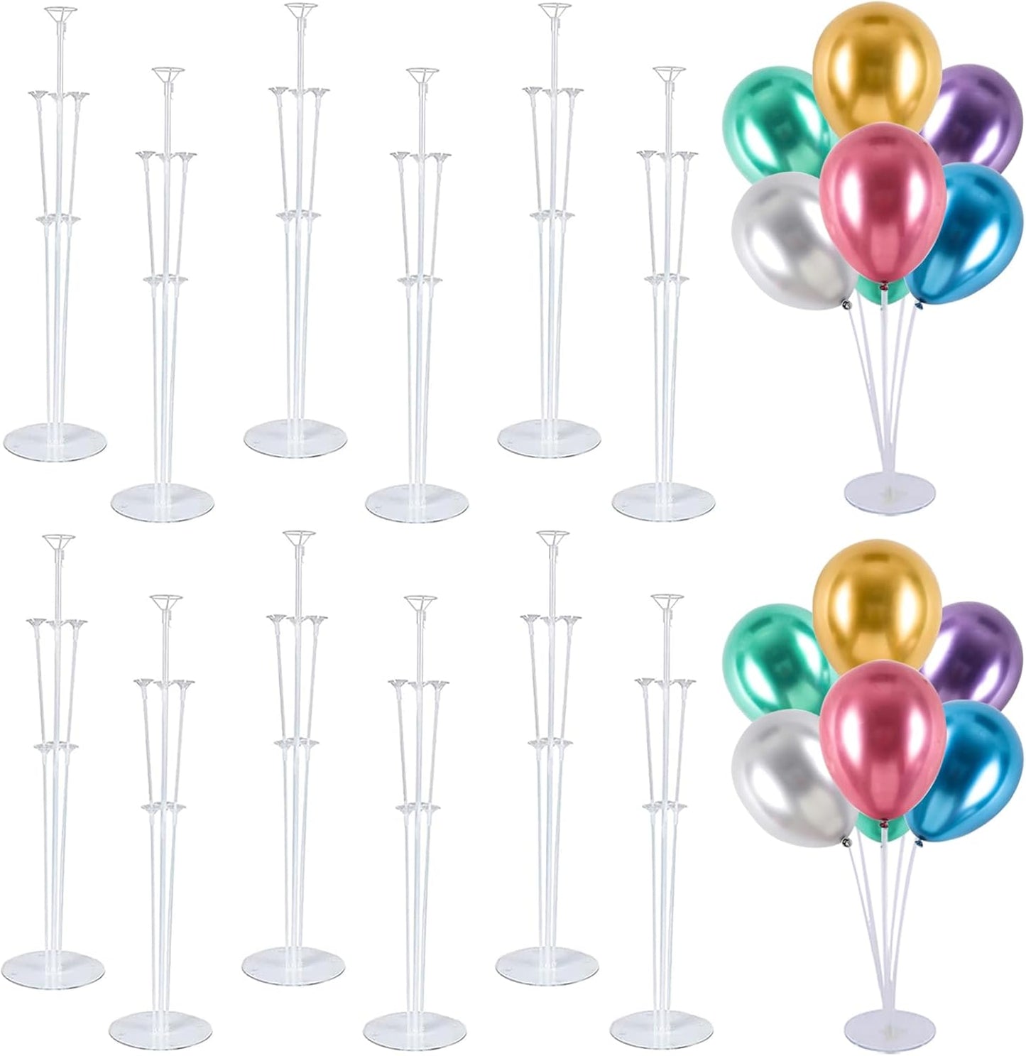 12 Set Balloon Stand Kit - Balloon Sticks With Base for Table Balloon Centerpiece Decorations for Birthday Graduation Gender Reveal Baby Shower Party Decorations