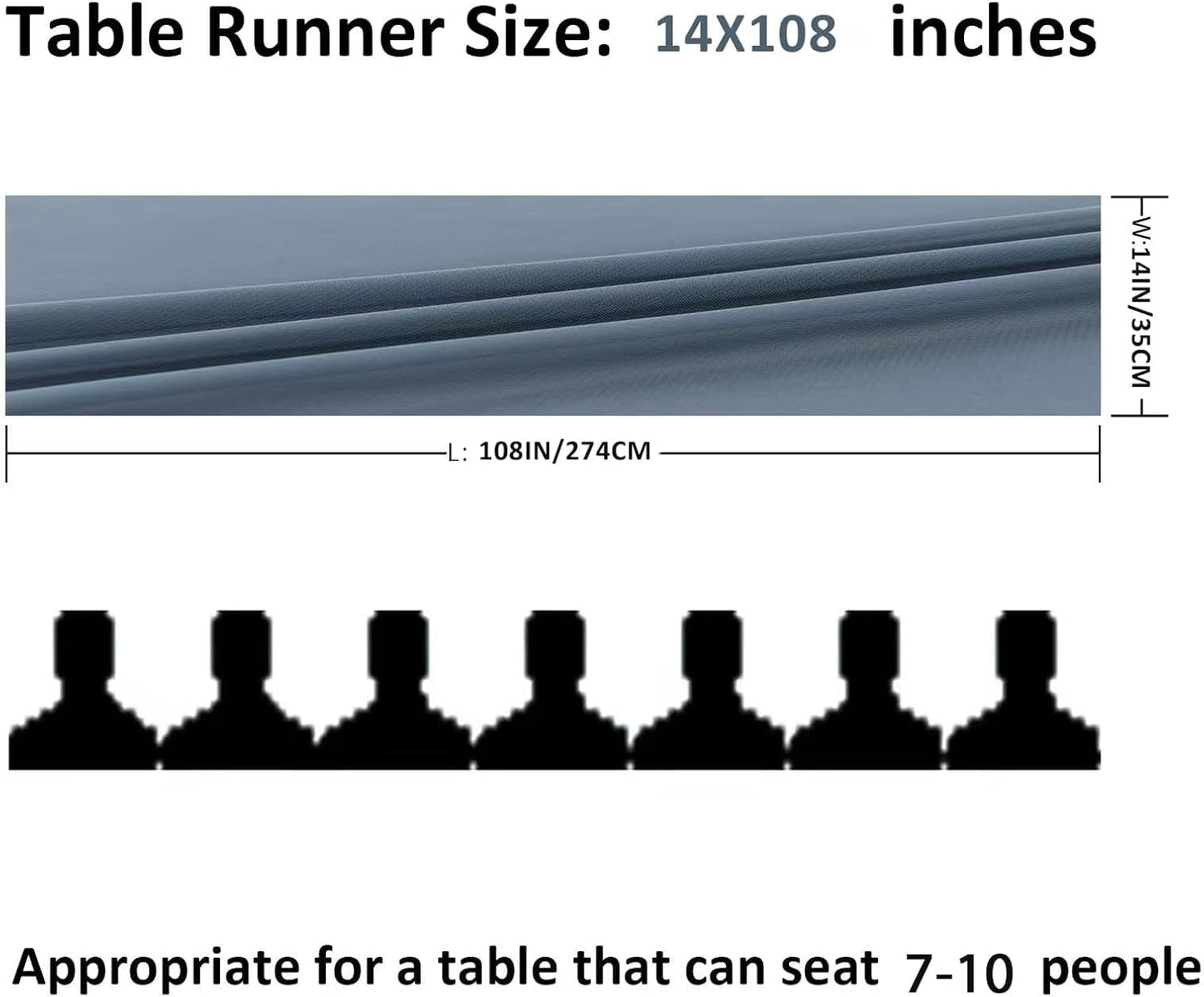 12Pack 9ft Chiffon Table Runner 14x108 Inch Sheer Romantic Table Runner for Wedding Birthday Party Bridal Shower Outdoor Decoration-Dusty Blue