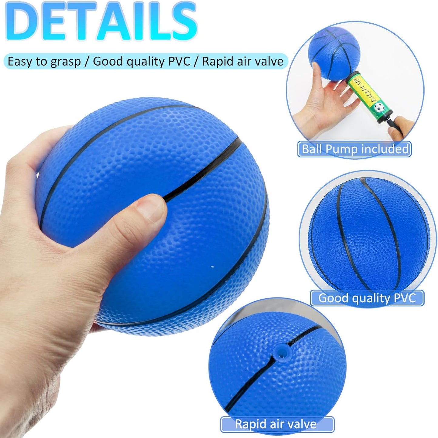 18Pcs 5" Mini Basketball Balls Bulk Small Basketball Set, PVC Small Basketball for Over The Door Basketball Hoop Games Party Favors Indoor Outdoor Play Adults Kids Pool Beach Colorful