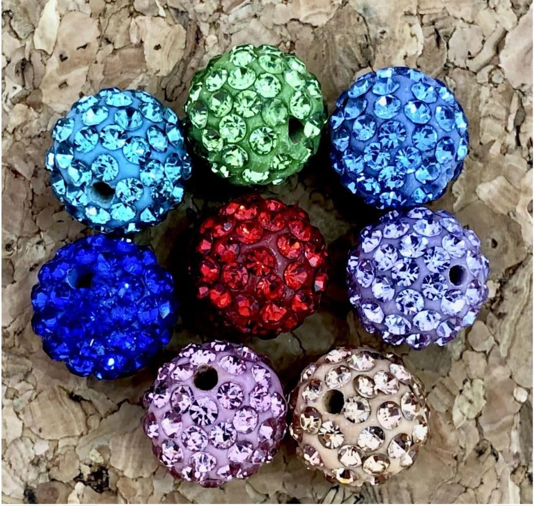 100pcs Adabele Grade A Suncatcher Crystal Rhinestone Pave Loose Beads 10mm Aquamarine Blue Polymer Clay Disco Ball Spacers Compatible with Shamballa All Craft Jewelry Making DB10-10