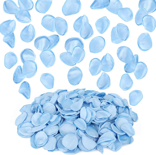 Suream Fake Flower Petals, 300 Pieces Silk Rose Petals Wedding Aisle Scatter Flower Petals for Valentine's Day Engagement Party Dinner Event Bridal Shower(Blue)