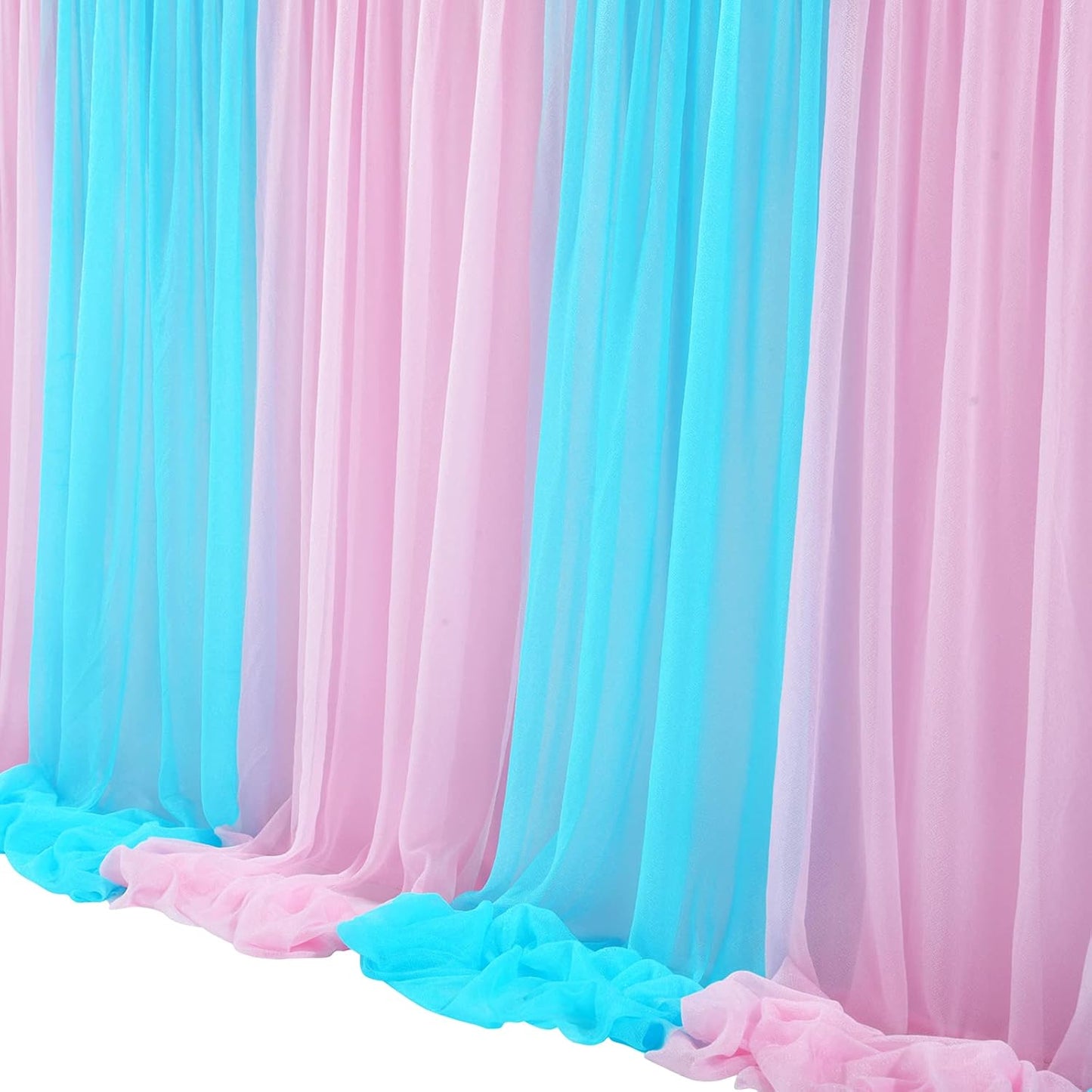 14ft Pink and Blue Table Skirt for Rectangle Tables or Round Tables Tulle Tutu Table Cloths for Gender Reveal Baby Shower Boy or Girl Birthday Party Wedding Dessert Buffet Banquet Table Decorations