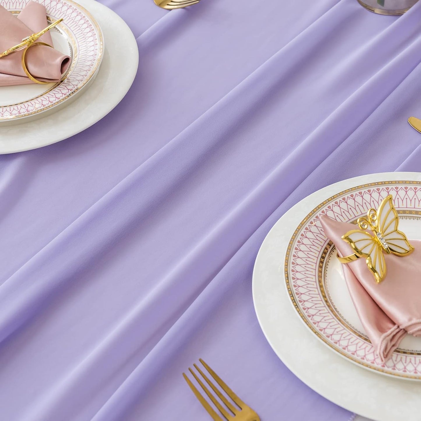 6Pack 9ft Chiffon Table Runner 14x108 Inch Sheer Romantic Table Runner for Wedding Birthday Party Bridal Shower Outdoor Decoration-Lavender