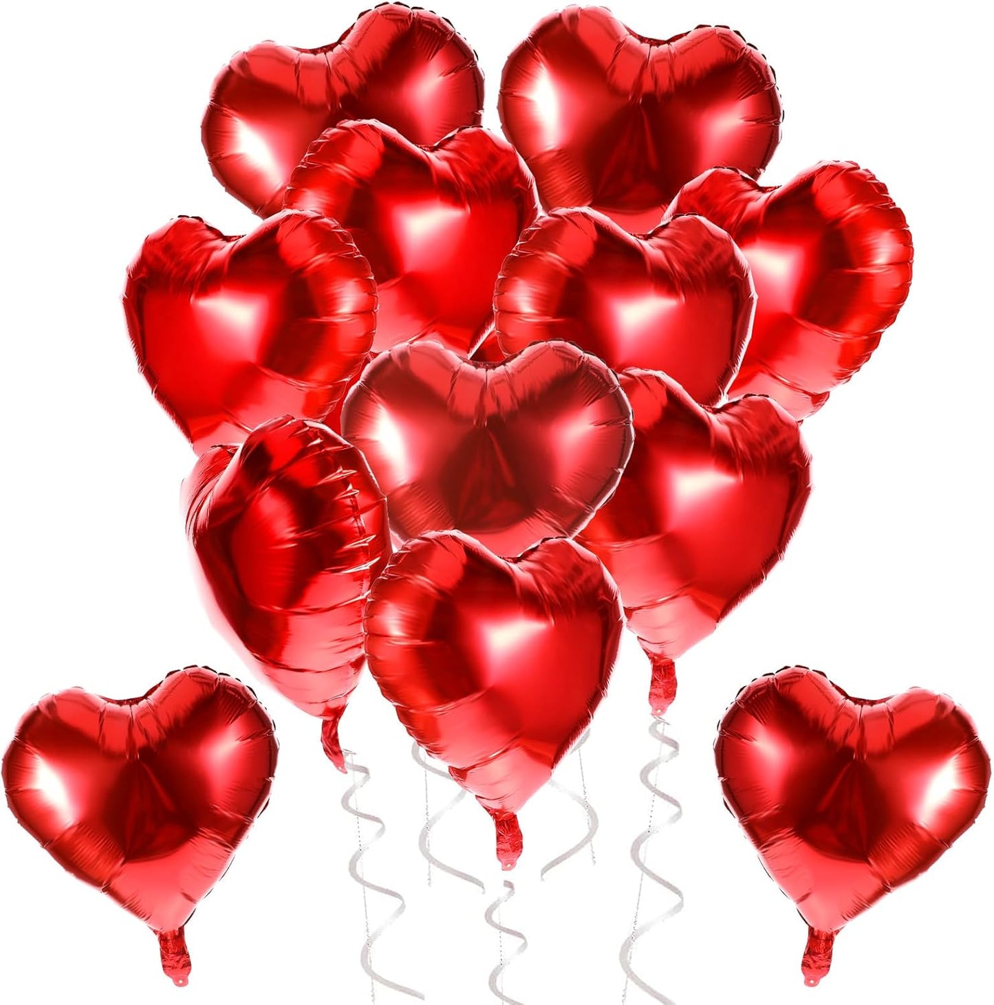 12 Pcs Heart Balloons 18 Inch Red Heart Shaped Balloons Helium Foil Balloon For Baby Shower Birthday Wedding Bridal Engagement Anniversary Valentines Day Decorations Women Girls