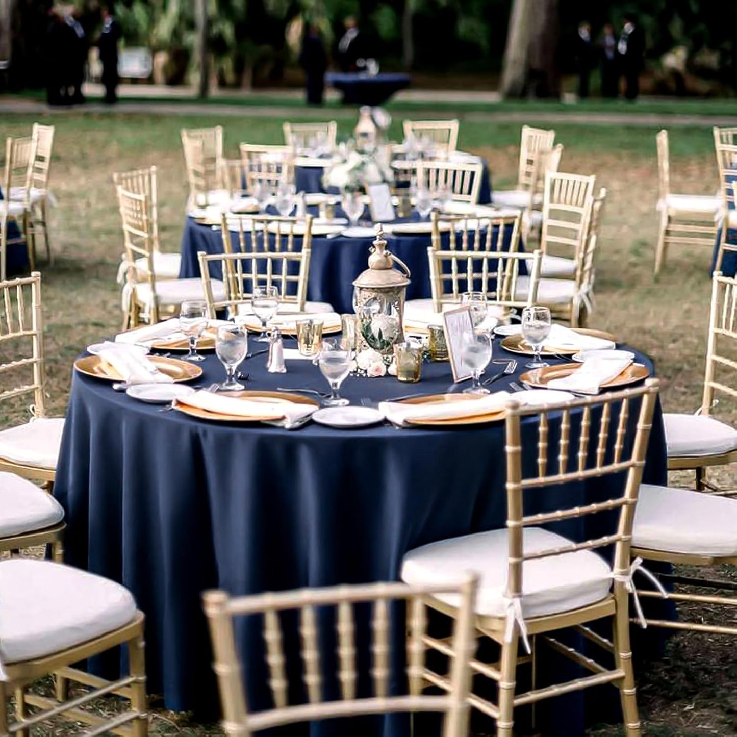 12 Pack 108 Inch Round Tablecloth, Navy Blue Polyester Table Cloth for Round Table, Fabric Washable TableCover for Wedding Party Dining TableBuffet Banquet Restaurant and Camping