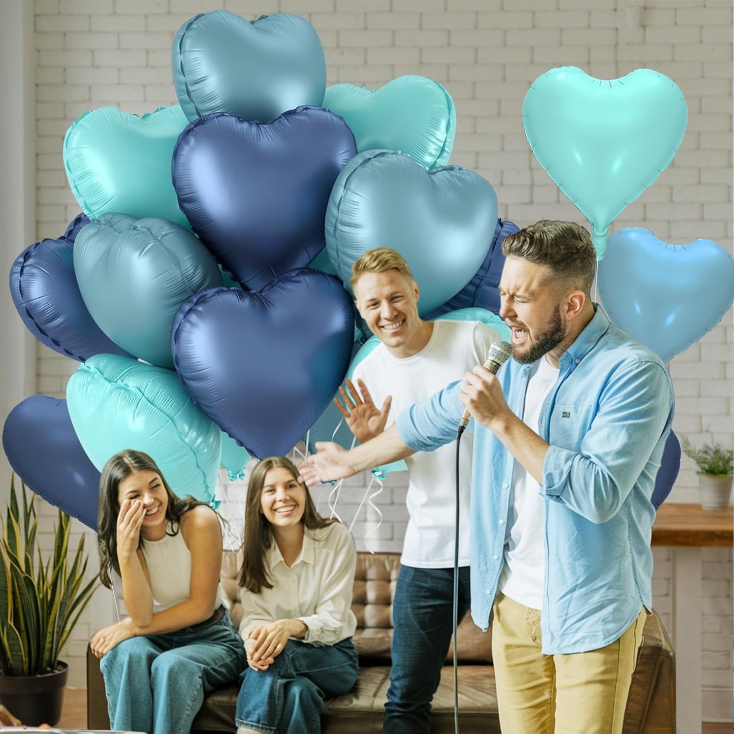 12 Pcs Heart Balloons, 18 inch Dusty Blue Heart Shaped Balloons, Big Foil Helium Balloon, Love Foil Balloon for Wedding Baby Shower Anniversary Valentine Party Decorations
