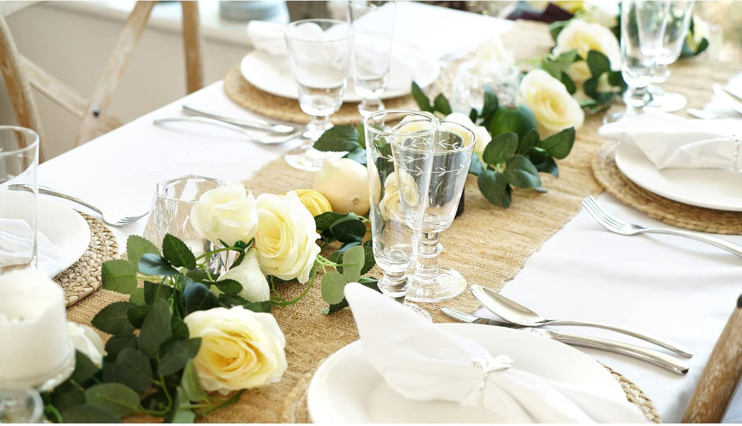 FiveSeasonStuff 29 Ft 4 Pack Rose Silk Flower Garland Artificial Flowers Decoration Hanging Floral Décor for Wedding Baby Shower Birthday Party Garden (Cream White)