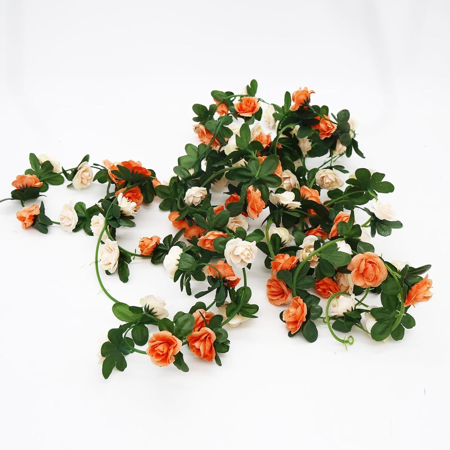 12 PCS 98.4 FT Artificial Flower Garland Rose Garland for Wedding Room Decor(12, Pink and White)