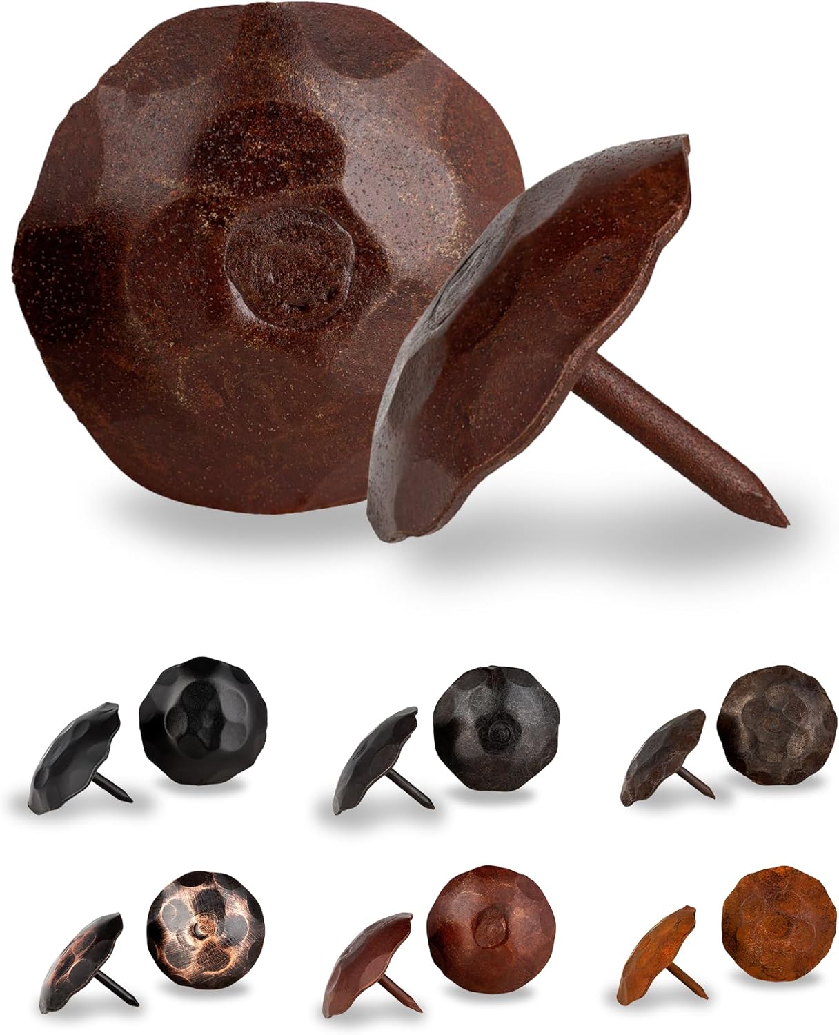 10 Pack 1.25" Round Head Iron Clavos Decorative Nails – Sealed Rusted – Handmade Rustic Round Fasteners for Farmhouse Shutters, Faux Wood, Barn Doors, Shutters, Gates – Ornamental Wood Accent