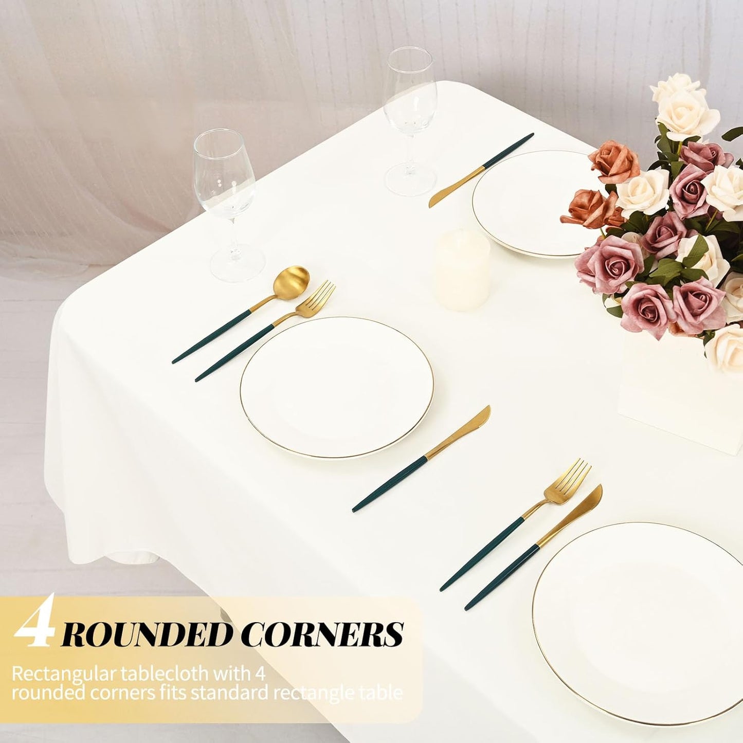 12 Pack Polyester Tablecloth 60 x 102 Inch Ivory Tablecloth for 6 Ft Rectangle Tables,Stain and Wrinkle Resistant Washable Fabric Table Covers Polyester Table Clothes for Wedding Parties Banque