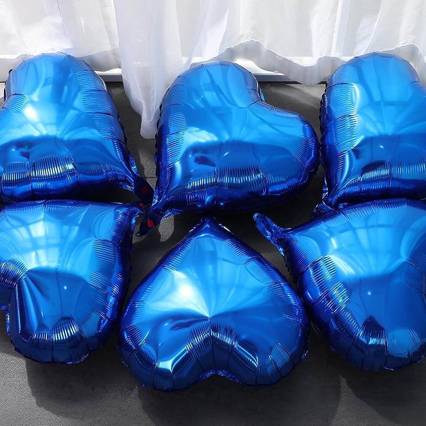 10pcs Blue Heart Shaped Mylar Balloons - 18 Inch, For Baby Shower, Wedding, Valentine's Day & Parties