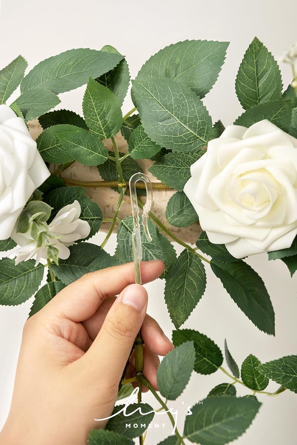 Ling's Moment 6.5FT Artificial Wedding Arch Flowers, Backdrop Floral Garland, White Sage Ceremony Reception Hanging Eucalyptus Rose Arbor Arrangement Outdoor Party Swag Home Decorations