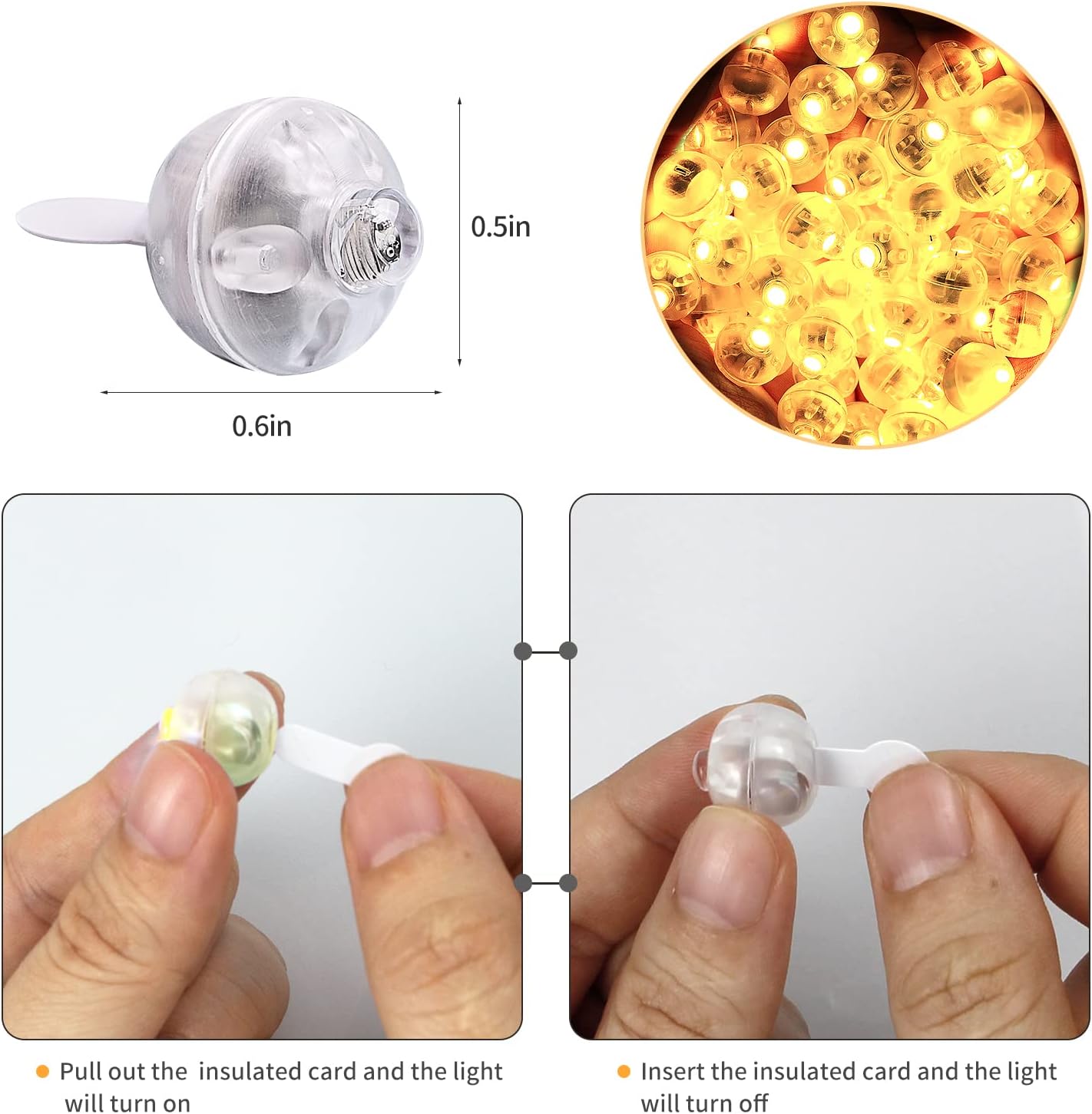 100pcs Warm White LED Balloon Light,Round Led Flash Ball Lamp for Paper Lantern Balloon,Indoor Outdoor Party Event Fun Birthday Party Wedding Decoration Supplies