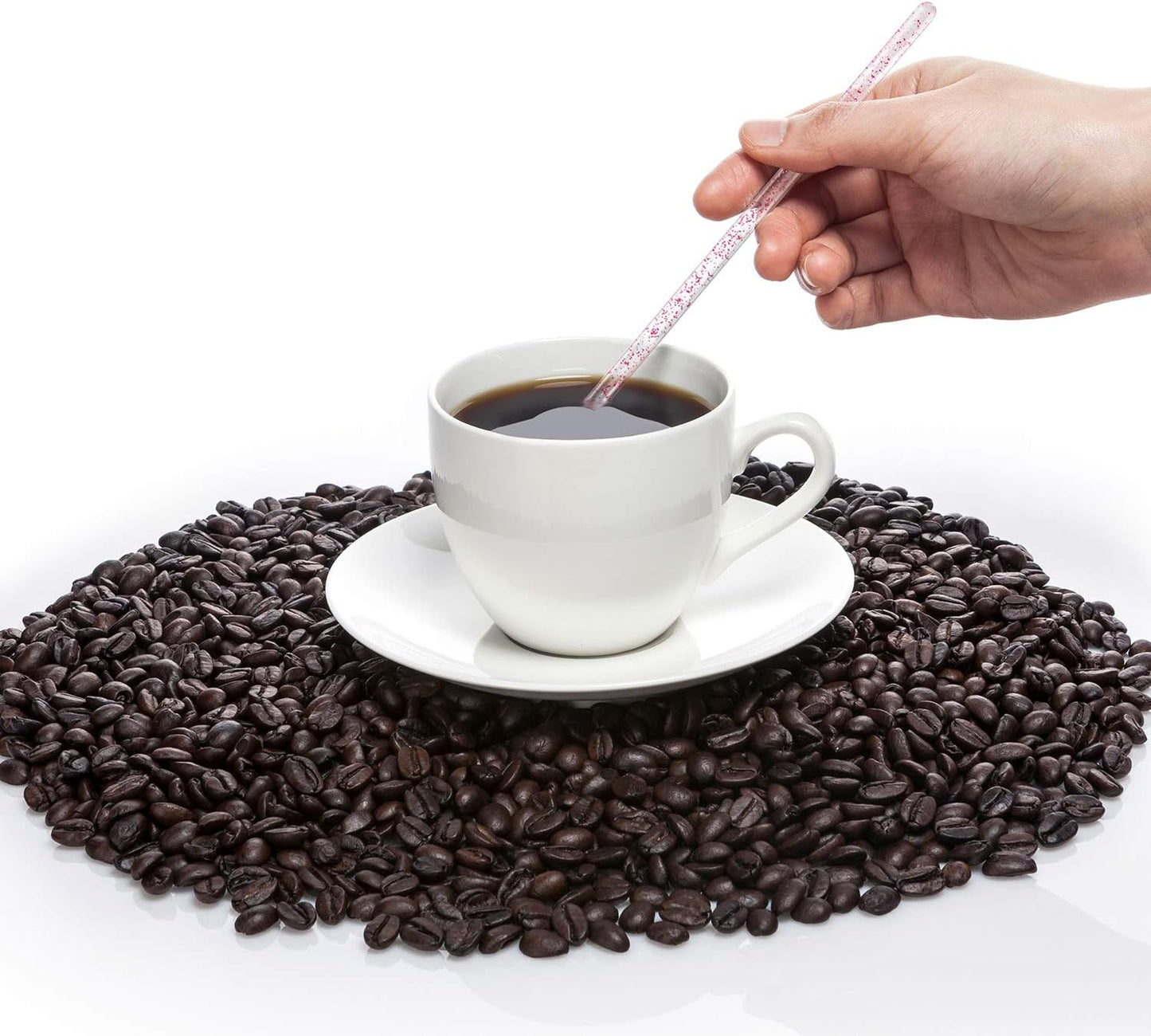 100 Pieces Disposible Plastic Round Top Crystal Swizzle Sticks (Red)