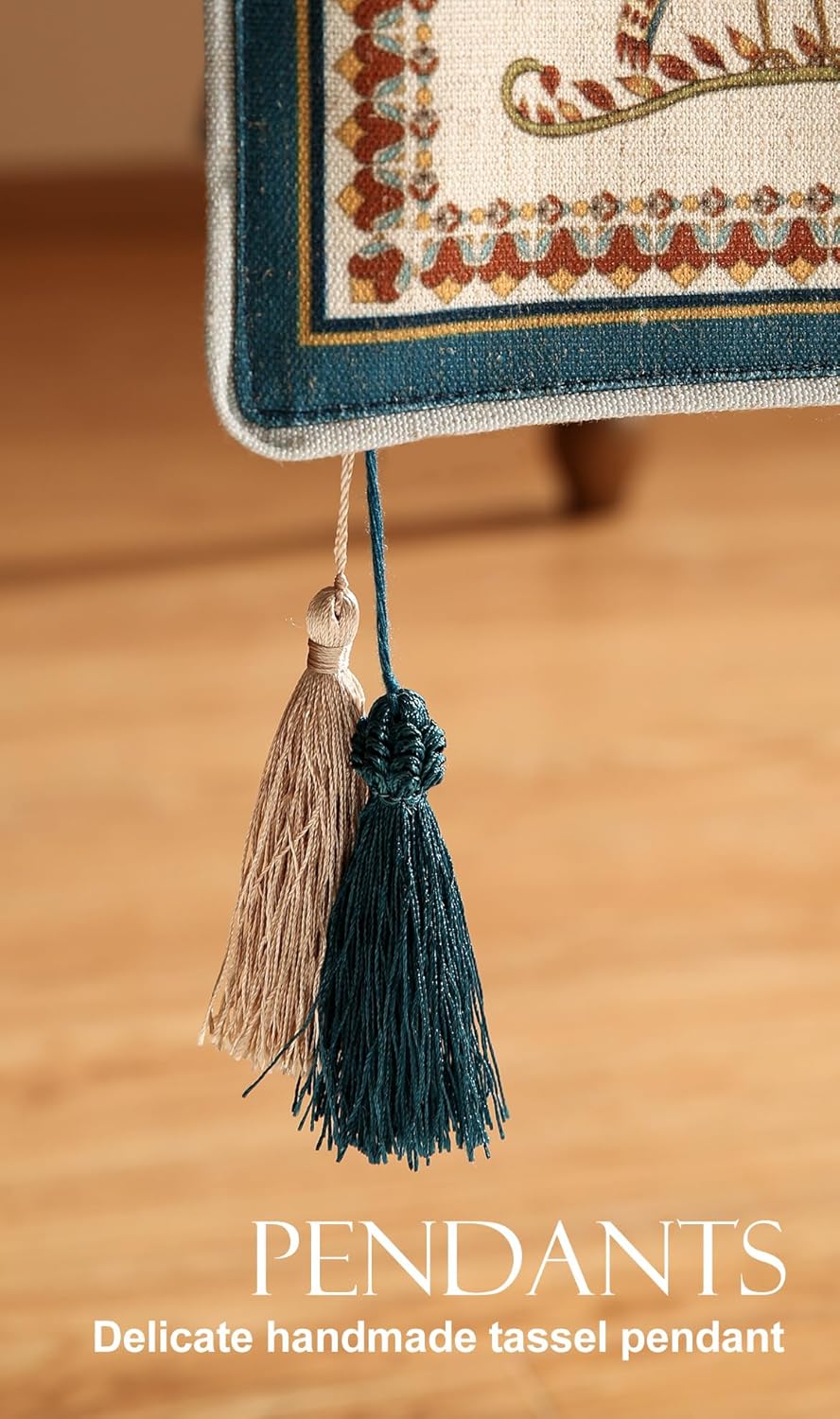 patdrea Designer Beige Farmhouse Geometric Patterned Linen Table Runner 71 Inch Long,Wrinkle Resistant Table Mat,Decoration for Kitchen Dining and Coffee Tables Banquet Christmas , 12"x71"