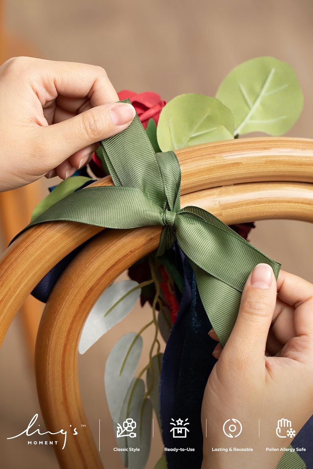 Ling's Moment 8pcs Wedding Artificial Aisle Pew Flowers Chair Decorations Arrangements with Chiffon Ribbons Burgundy Navy Blue for Ceremony Chair Back Floral Decor Reception Church Party Outdoor