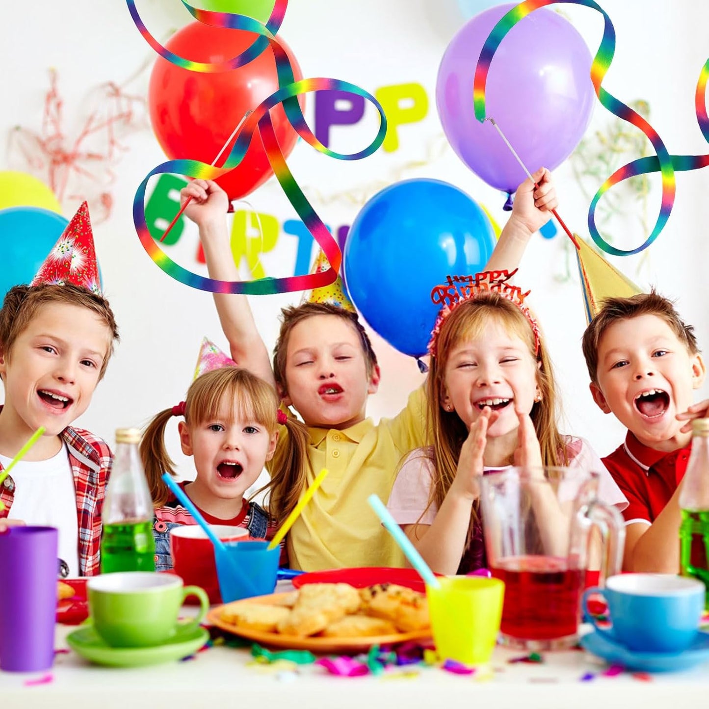 12 Pack Dance Ribbons for Kids, Dance Class, Birthday Party, Gymnastics, Princess Party Favors (Gradient)