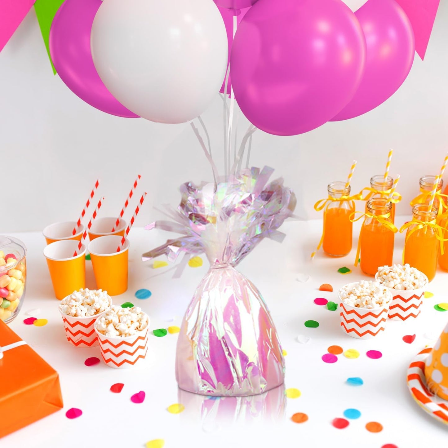 12PCS Balloon Weight Metallic Heavy Solid Balloon Pendant Pack Holder For Table Centerpieces Birthday Wedding Chrismas Party Decoration (Irides)