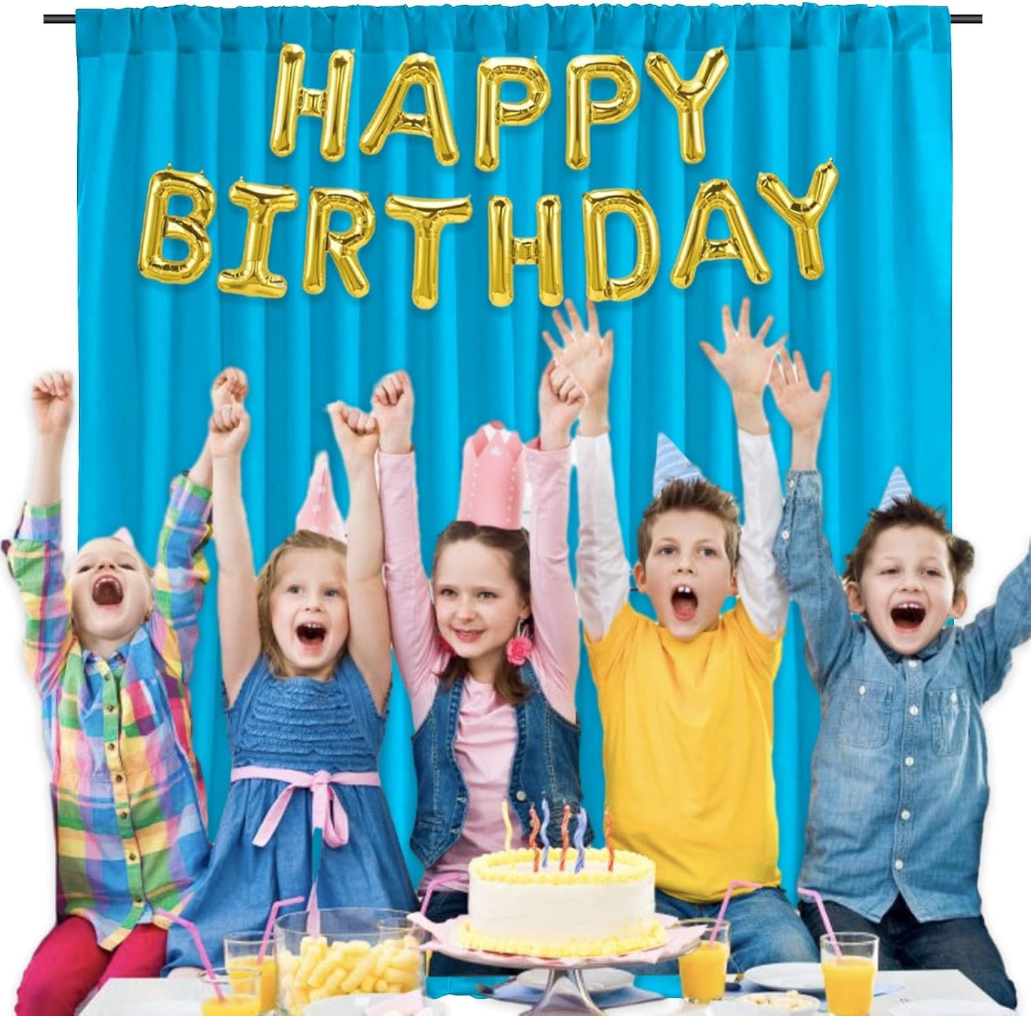 10 x 10 Feet Lake Blue Backdrop Curtain for Partie, Background Curtains for Photoshoot, Birthday, Wedding, Halloween, Thanksgiving, Christmas Day, New Year Party Decorations 5Ft x 10Ft, 2 Panels