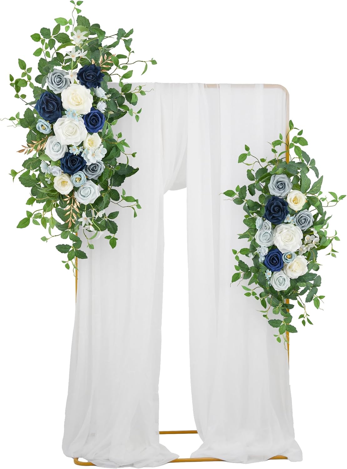 Arch Flower Kit of 2 - Artificial Floral Swag for Wedding Welcome Sign, Reception Ceremony Signs, Chair Decor (Dusty Blue & Ivory)