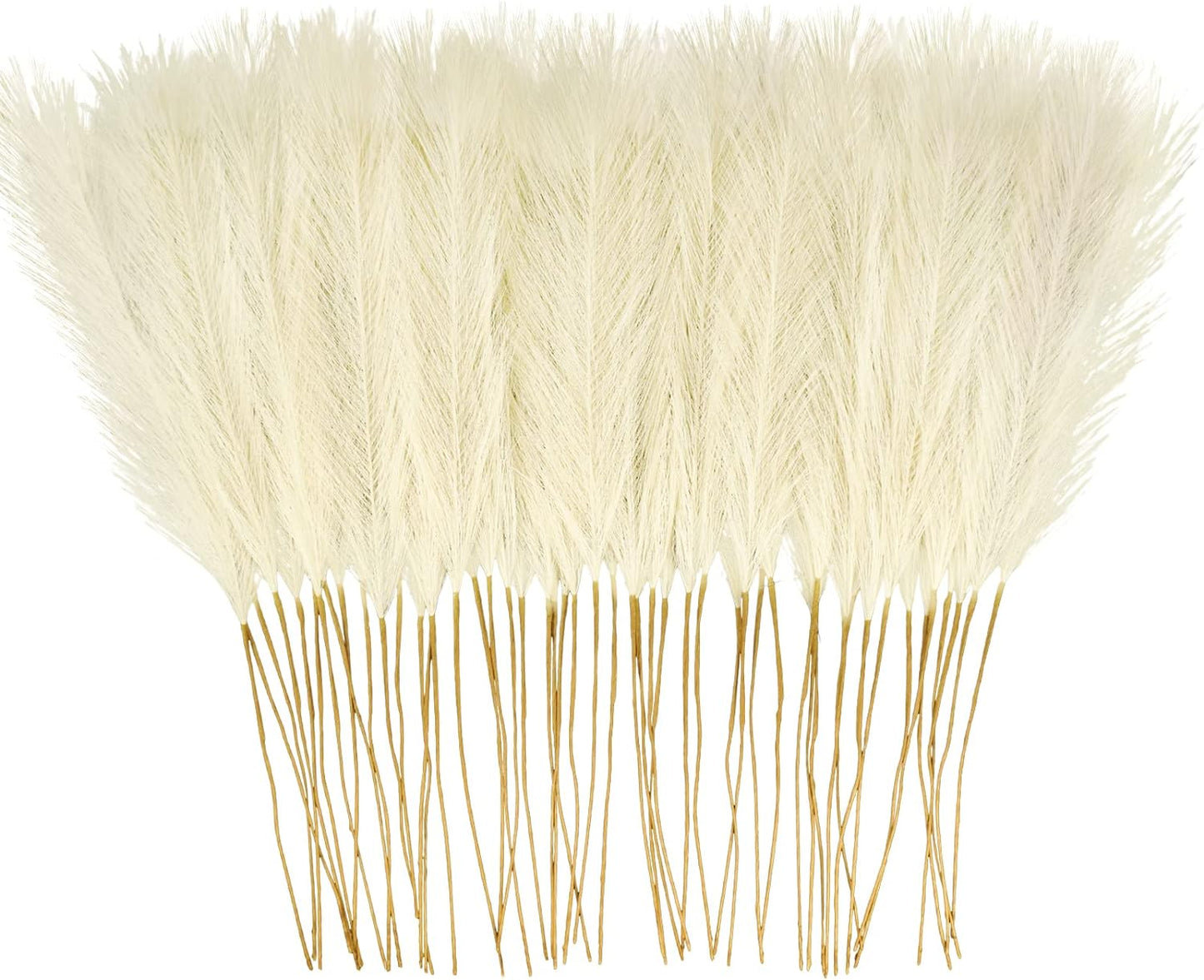 50PCS Faux Pampas Grass, 21.6" Short Artificial Pompous Grass Floral Fake Pompas Grass Branches Vase Filler Flower Arrangement for Home Wedding Boho Decor, Beige
