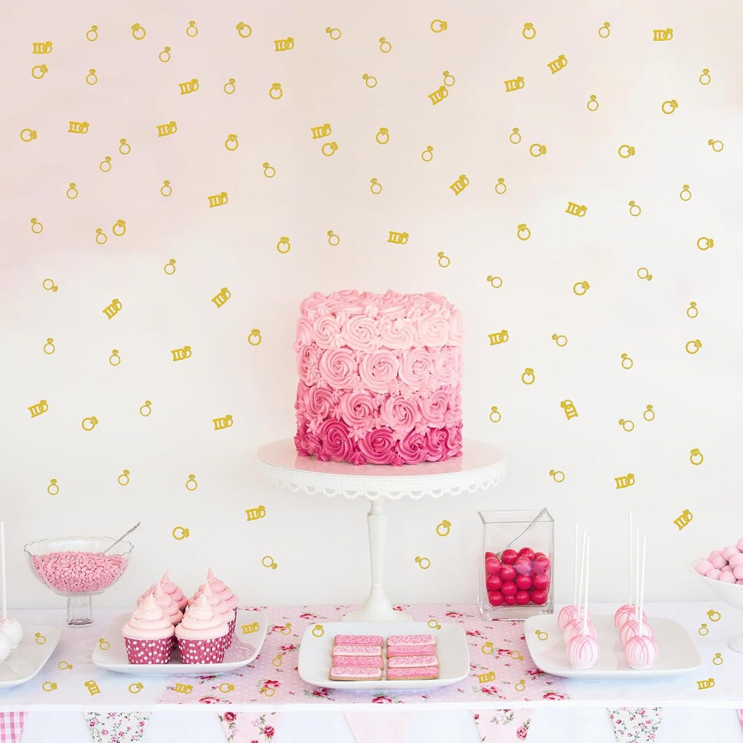 120 Pcs Wedding Confetti, Heart and Diamond Ring Shaped Confetti Decorations,I Do Engagement Party Table Scatter for Wedding or Engagement Decor.