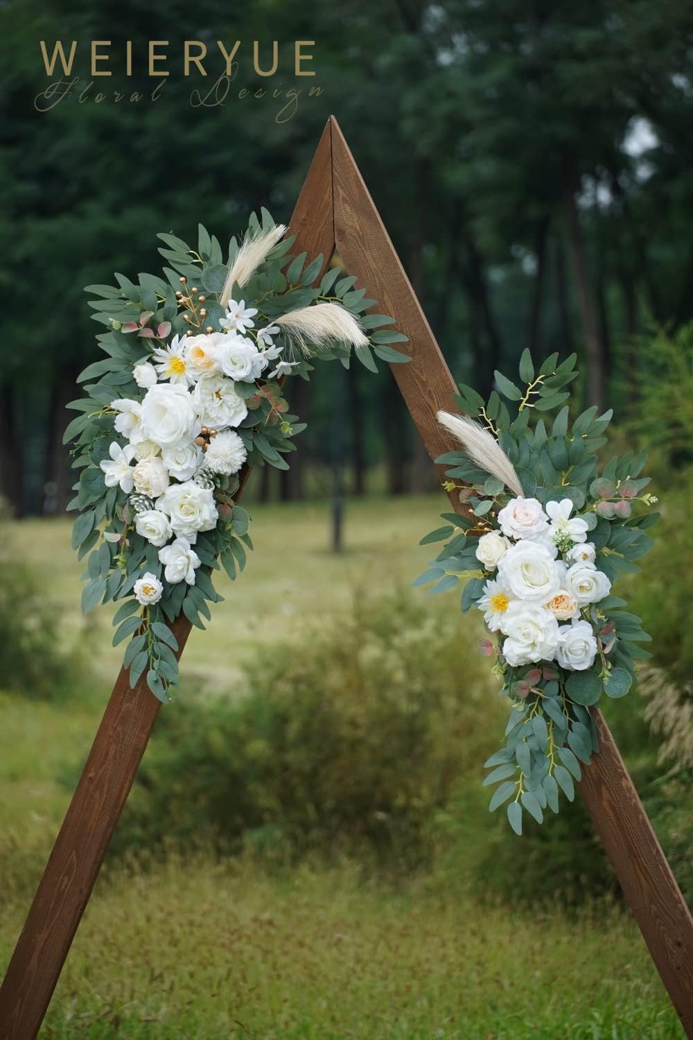 Artificial Wedding Arch Flowers Kit(Pack of 2) for Wedding Arch, Bridal Shower, Ceremony and Reception Backdrop Decoration (Cream & Champagne)