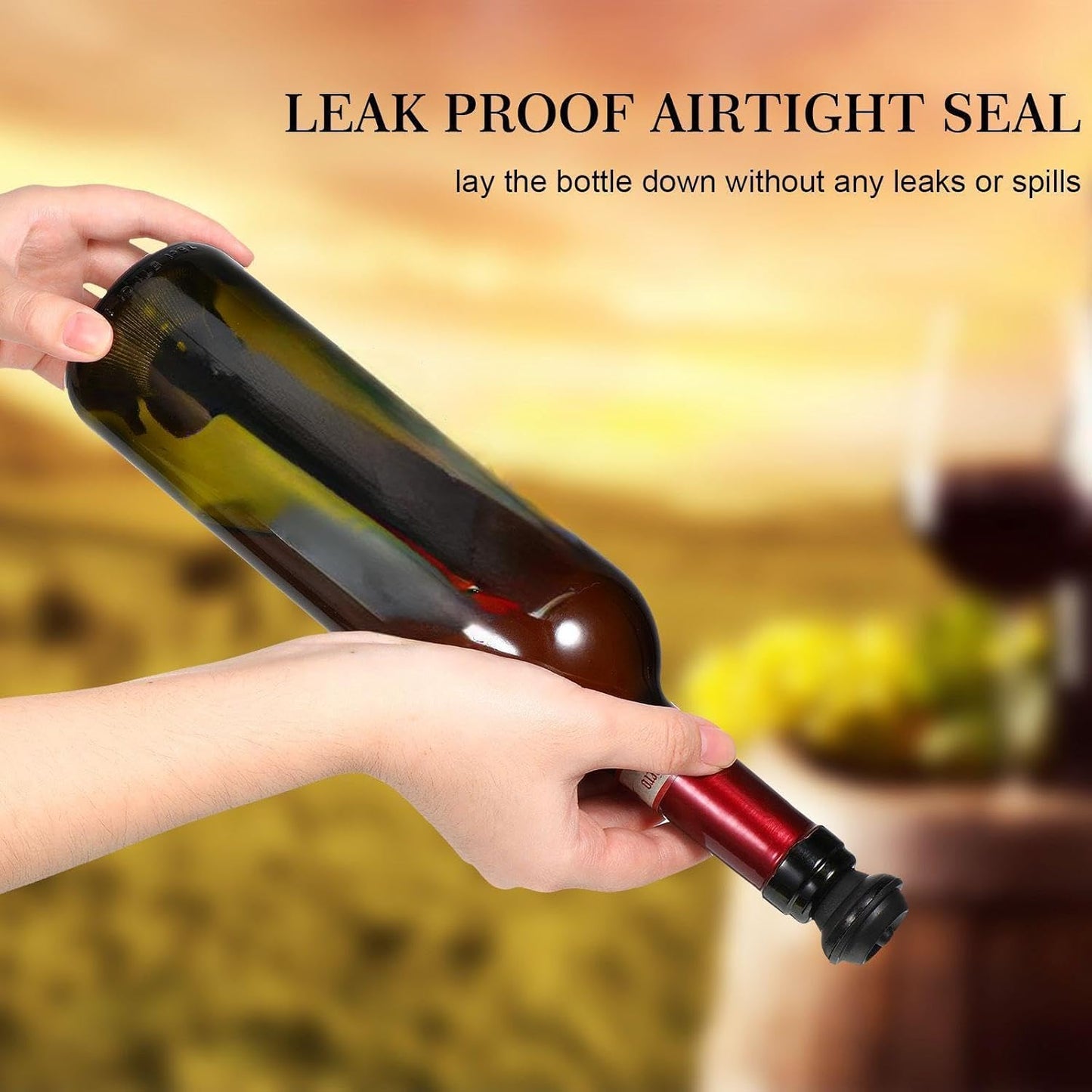 18 Pieces Wine Saver Pump with Vacuum Reusable Preserver Practical Wine Keeper Bottle Sealer Keep Fresh for Kitchen Office Home Adult Party Favor Supplies(Black)