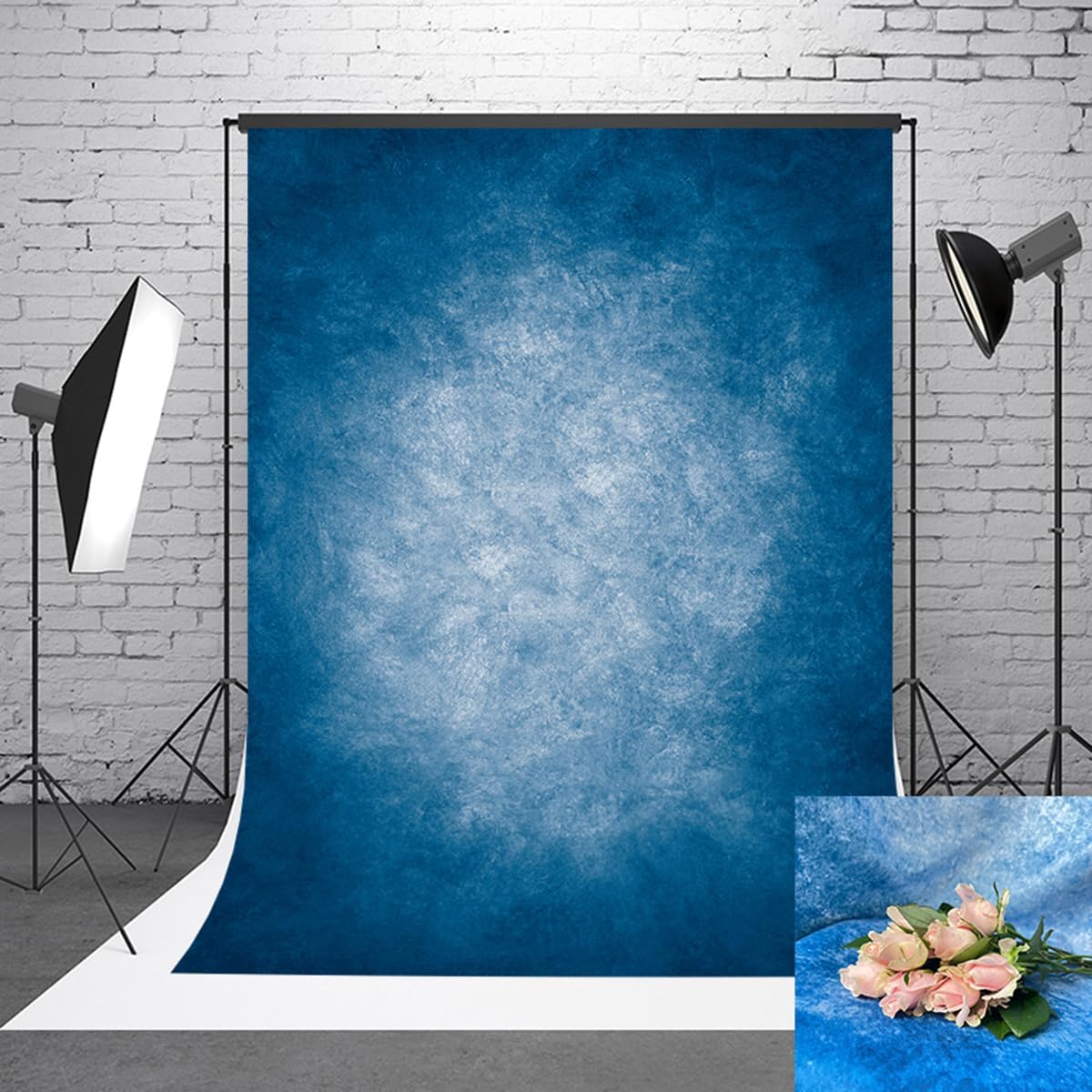 10x10ft Dark Blue Gradient Portrait Photo Backdrops Bright Center Abstract Photography Backdrop for Studio Photo Booth Prop Banner Decor Background