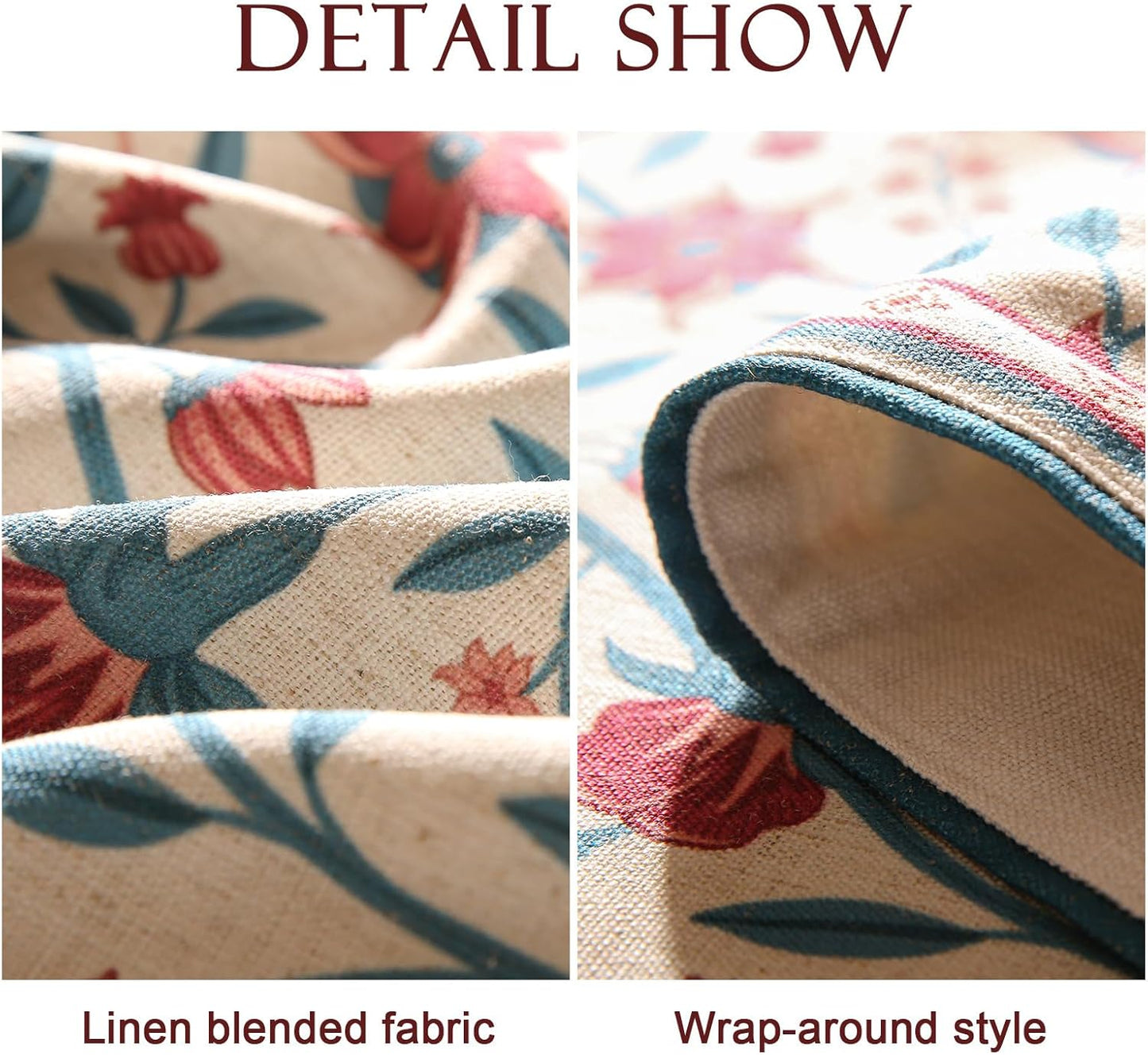 Farmhouse Berry Red Floral Cloth Runner for Coffee Table,71 Inches Long Linen French Table Runners,Decor Tabletop for Kitchen,Dining,Tea Party,Home,Christmas,12"*71"