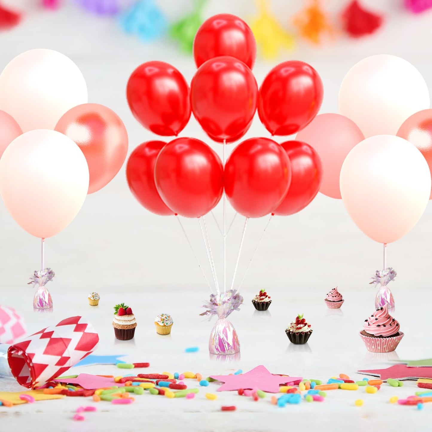 12PCS Balloon Weight Metallic Heavy Solid Balloon Pendant Pack Holder For Table Centerpieces Birthday Wedding Chrismas Party Decoration (Irides)