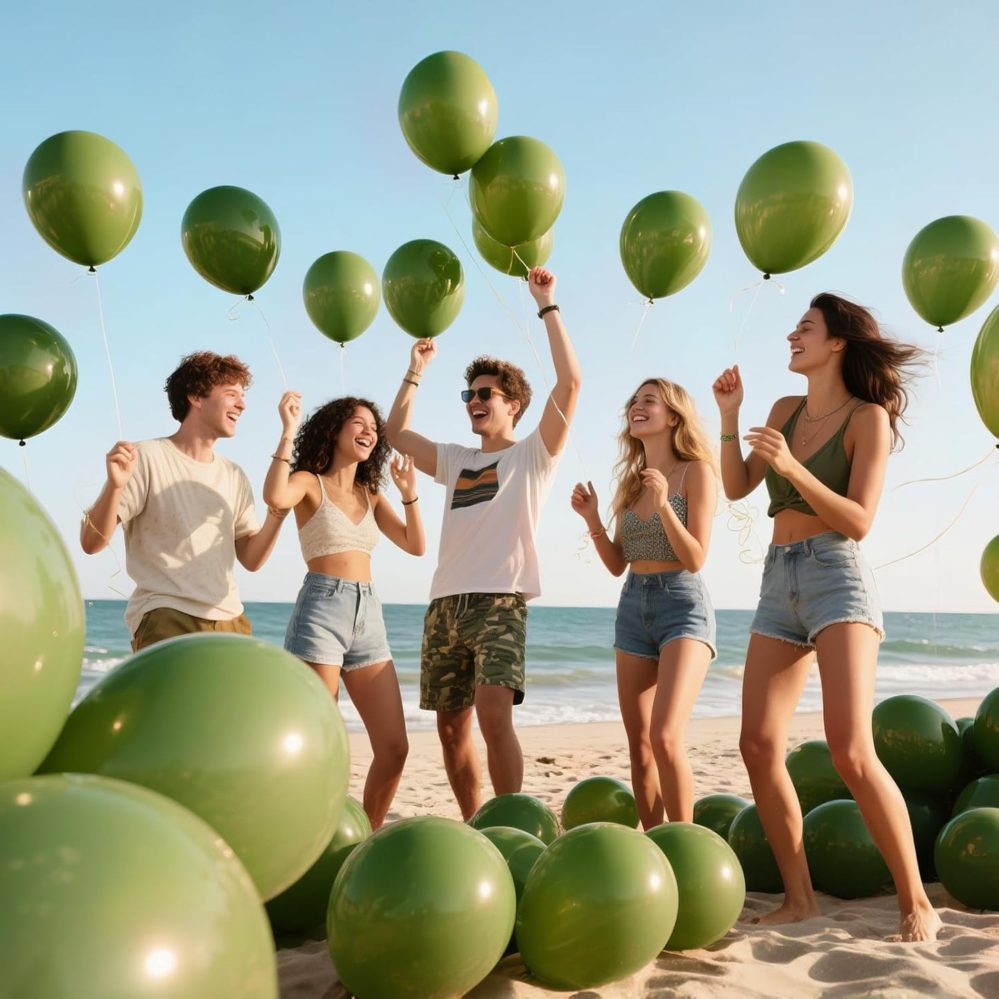 110pcs Olive Green Balloon 12 Inch, Olive Green Latex Balloons for Birthday Party Baby Shower Wedding(with 2 Ribbons).