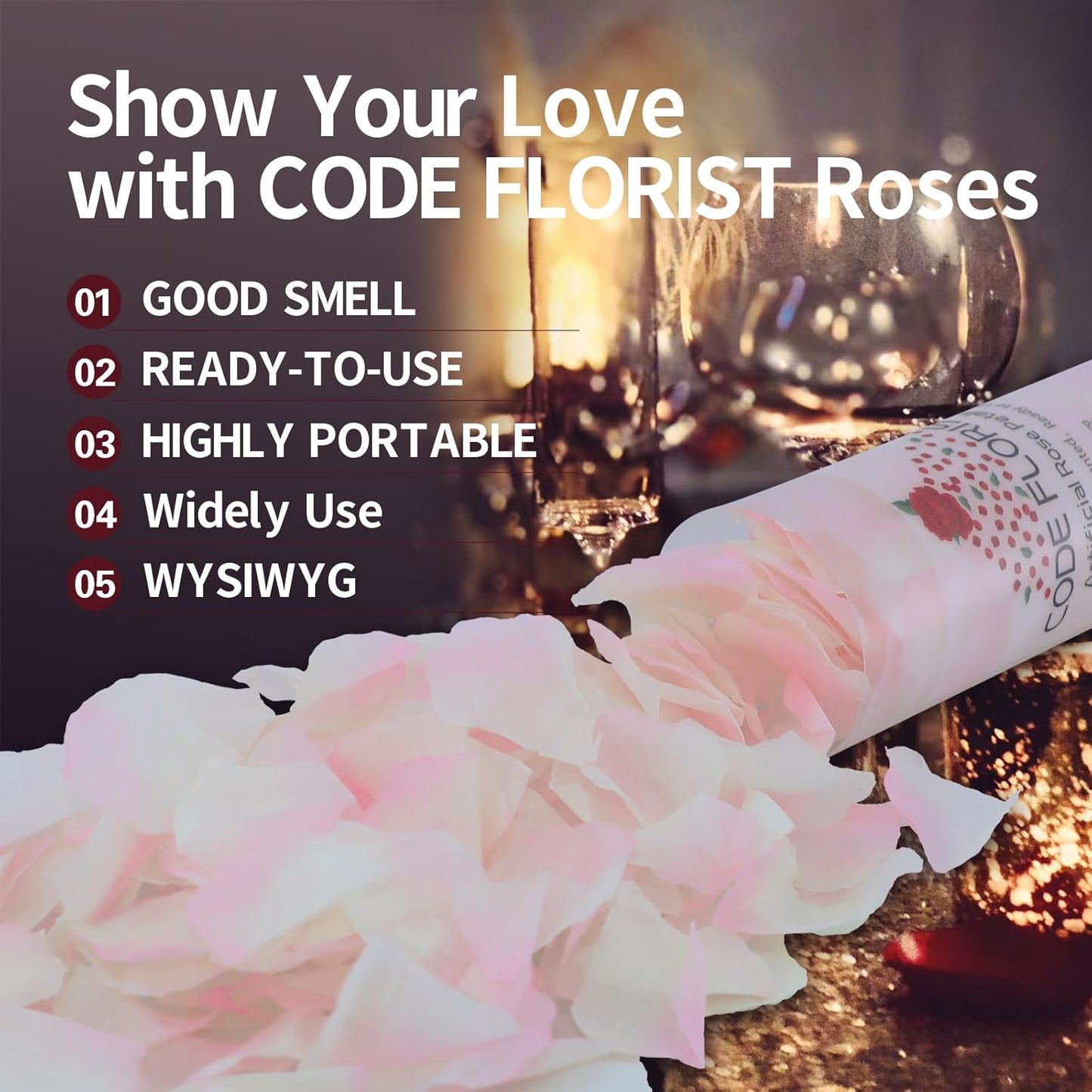 CODE FLORIST 1500 PCS Silk Rose Petals for Valentine's Day,Fake Rose Petals for Romantic Night,Wedding,Proposal Anniversary Flower Decorations(Separated,Scented,Champagne Pink)
