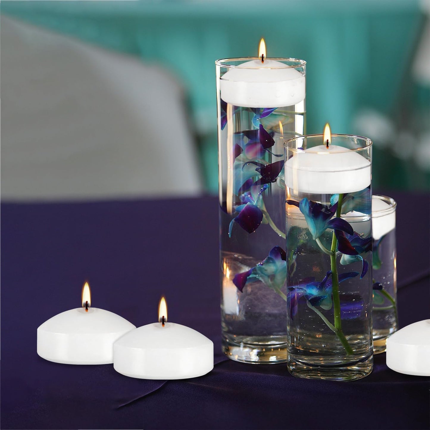 12 Bulk White Floating Candles-2 inch Unscented Tealights -for Romantic Weddings Decorations Pool Centerpieces Parties