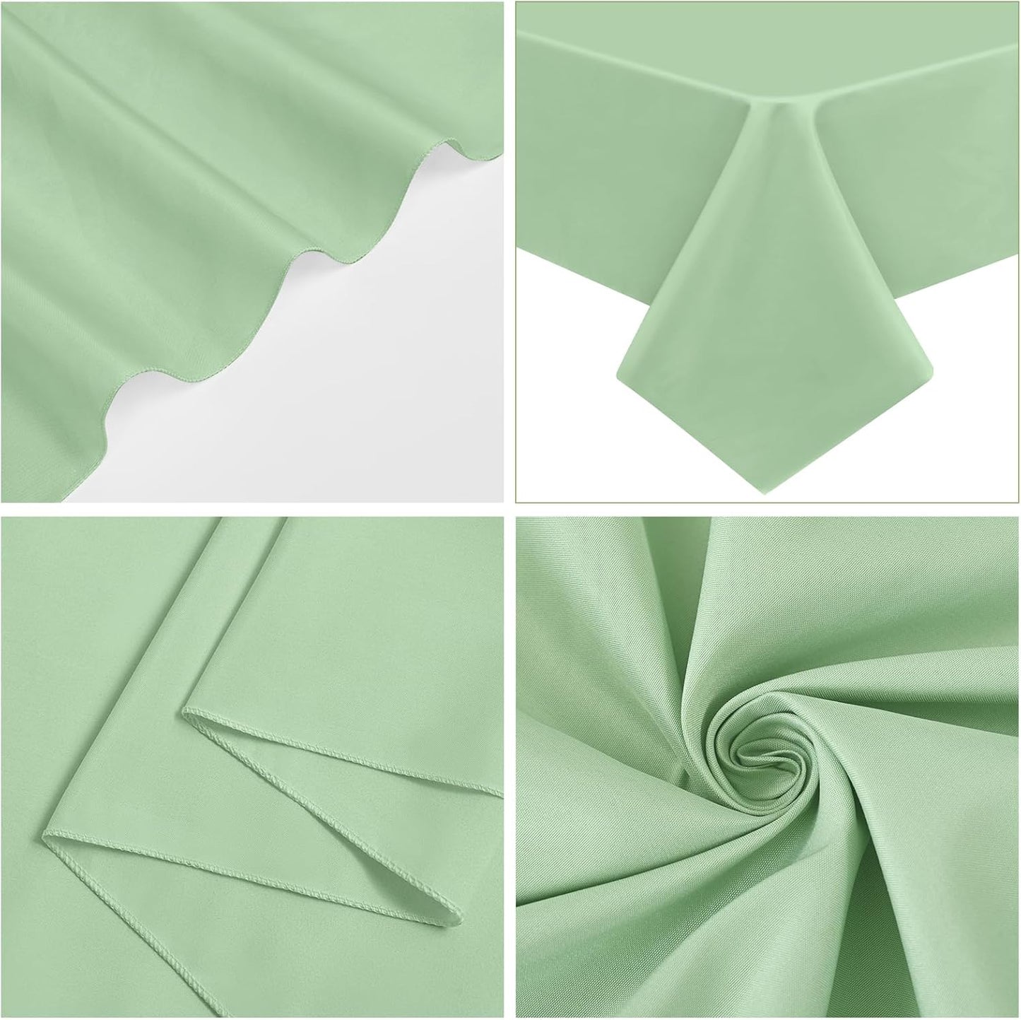 10 Pack Sage Green Rectangular Tablecloths, 60 x 126 Inch, Polyester, Wrinkle & Stain Resistant, Perfect for 8ft Tables, Wedding, Party, Banquet