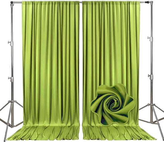 10ft x 10ft Olive Green Backdrop Curtains for Parties, Fabric Satin Background Curtain with Rod Pockets for Weddings, Birthday, Baby Shower, Photography, Graduation Party Backdrop Drapes, 2 Panels