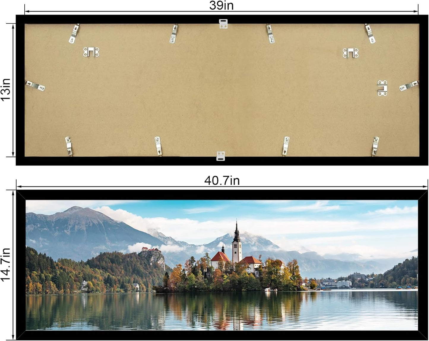 13x39 Puzzle Frame 2 Packs, Real Glass and Black Wood Frame, Display Panoramic 13 x 39 Picture Frames - Horizontal or Vertical Wall Mounting