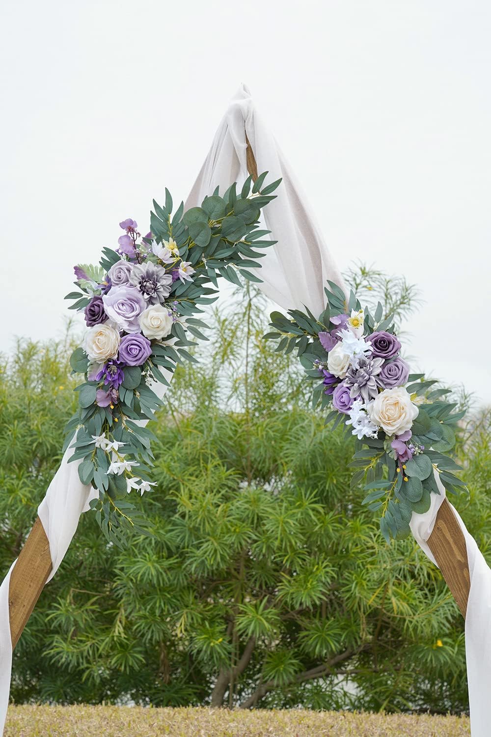 ponatia Wedding Arch Flowers (Pack of 2), Artificial Purple Flowers for Wedding Welcome Signs Decorations and Arch Flower for Ceremony Reception Decoraction (Lilac & Cream)