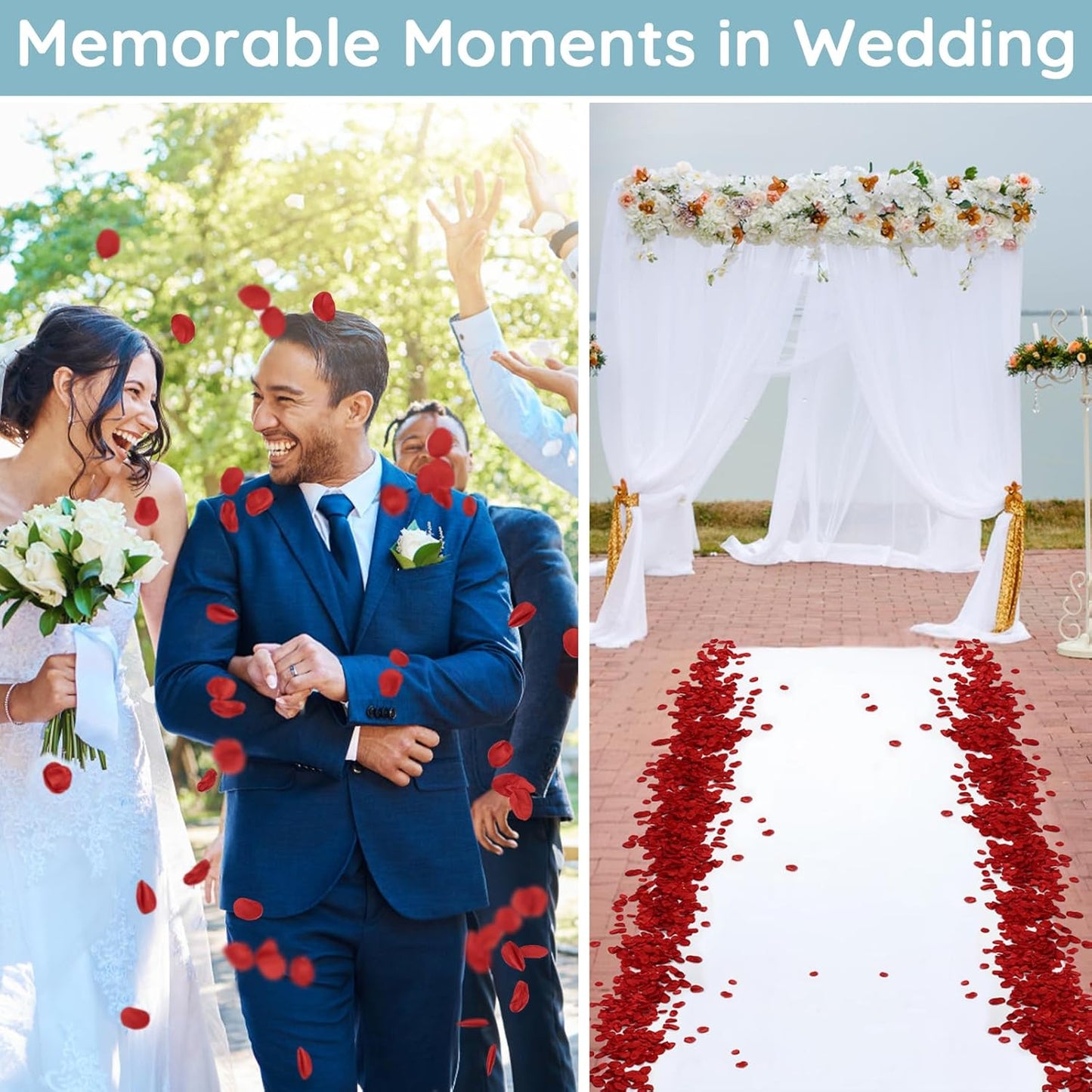 Suream 600 Pcs Flower Petals for Wedding, Red Beautiful Realistic Rose Pedals for Wedding Centerpiece Table Decorations, Flower Girl Basket, Romantic Night, Aisle Decorations for Wedding Ceremony