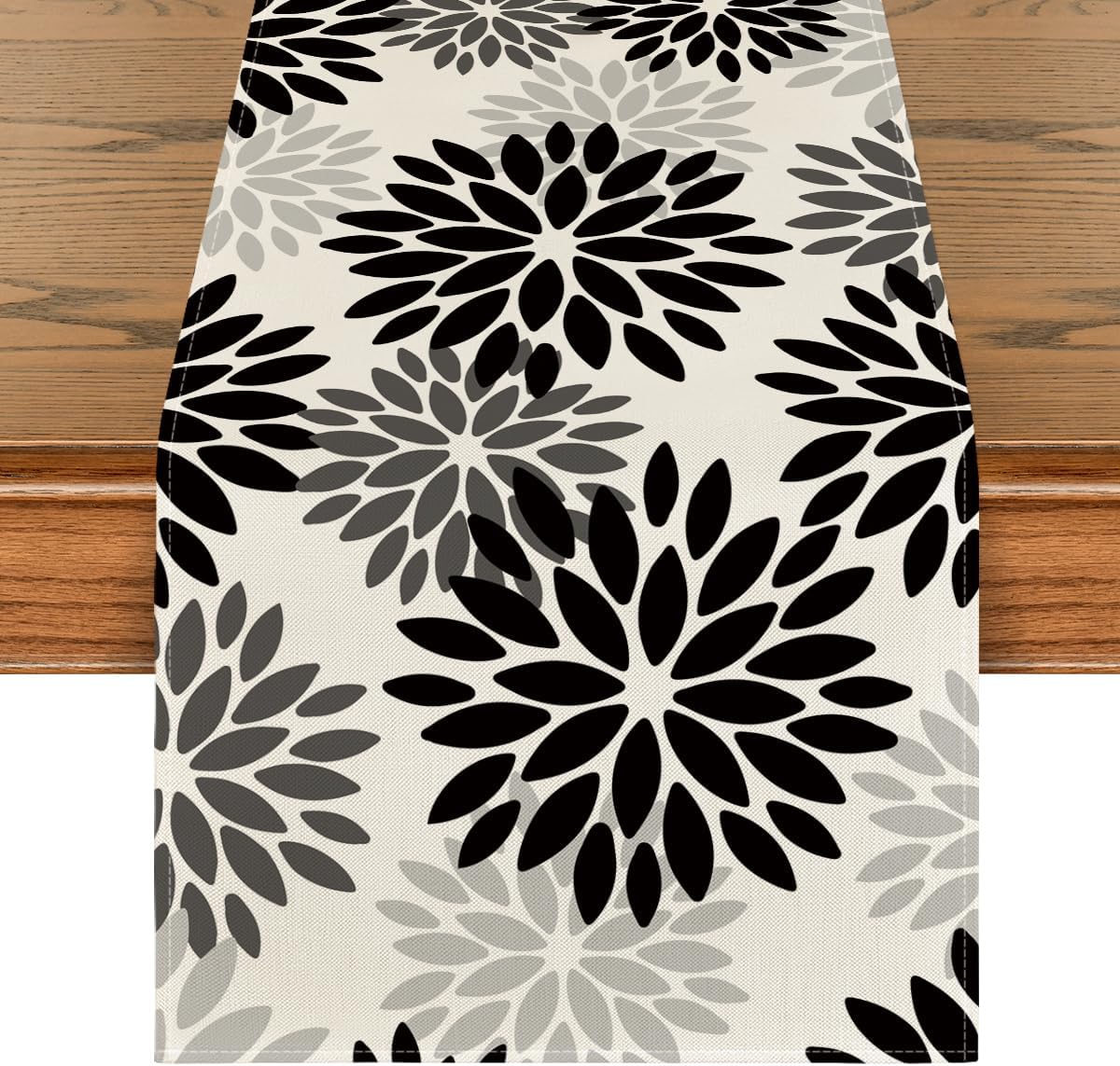 Artoid Mode Black Dahlia Floral Pinnata Halloween Table Runner, Fall Autumn Kitchen Dining Table Decoration for Home Party Decor 13x90 Inch