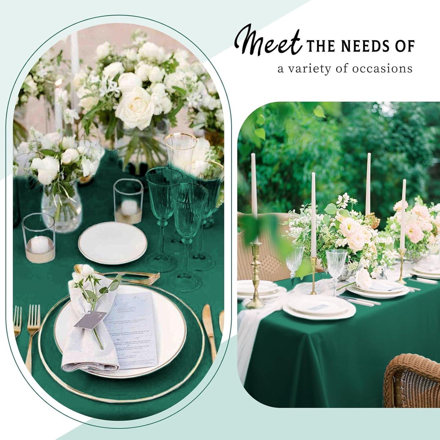 10 Packs Satin Tablecloth 57 x 108 Inch Dark Green Rectangular Table Cloth Silk Tablecloth Smooth Fabric Overlay Satin Table Cover Decoration for Wedding Party Banquet Events