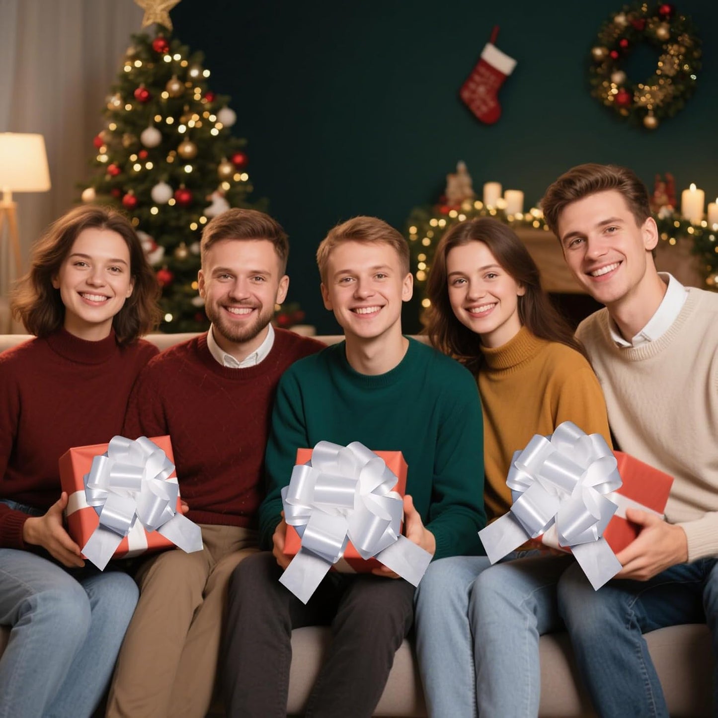 12 PCS 6 Inch White Pull Bows - Perfect for Gift Wrapping, Wedding Decor, Car Bows, Birthday Parties, Christmas and Valentine's Day