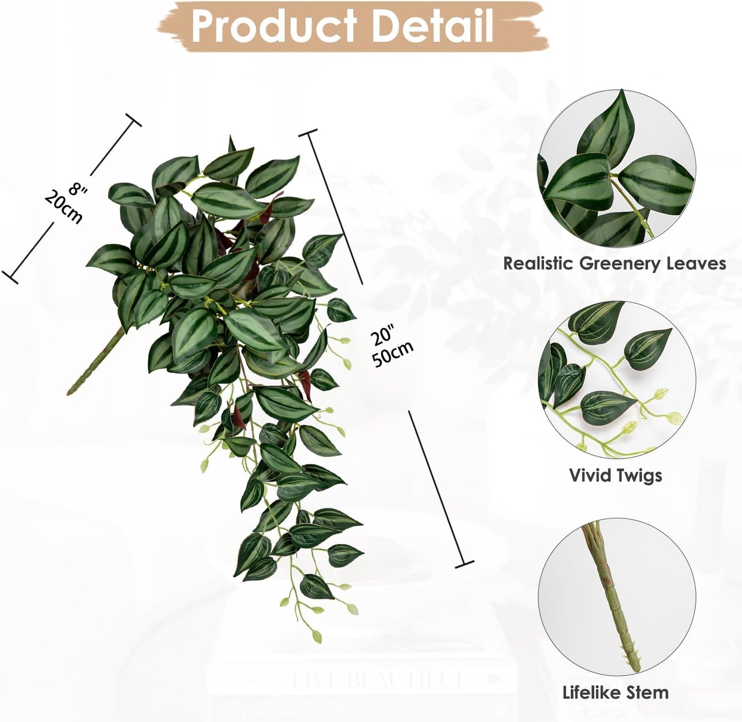 DILATATA Fake Hanging Plants Artificial Hanging Plants 26" Faux Wandering Jew Hanging Leaves Plants for Wall Shelf Home Indoor Outdoor Decor - 2 Pack