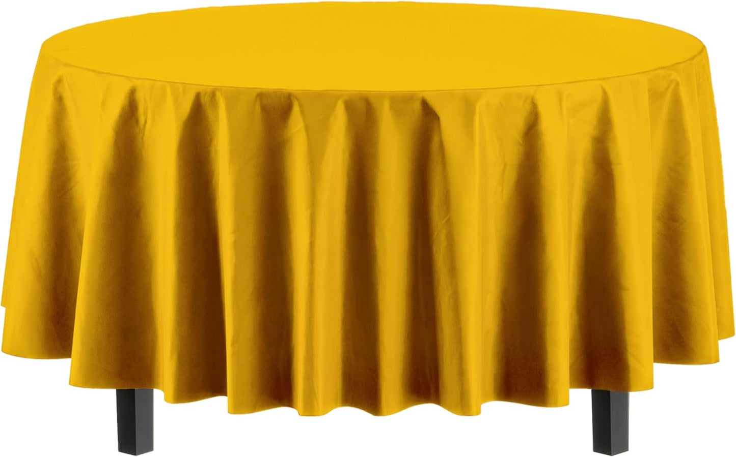 12-Pack Premium Plastic Tablecloth 84in. Round Table Cover - Yellow