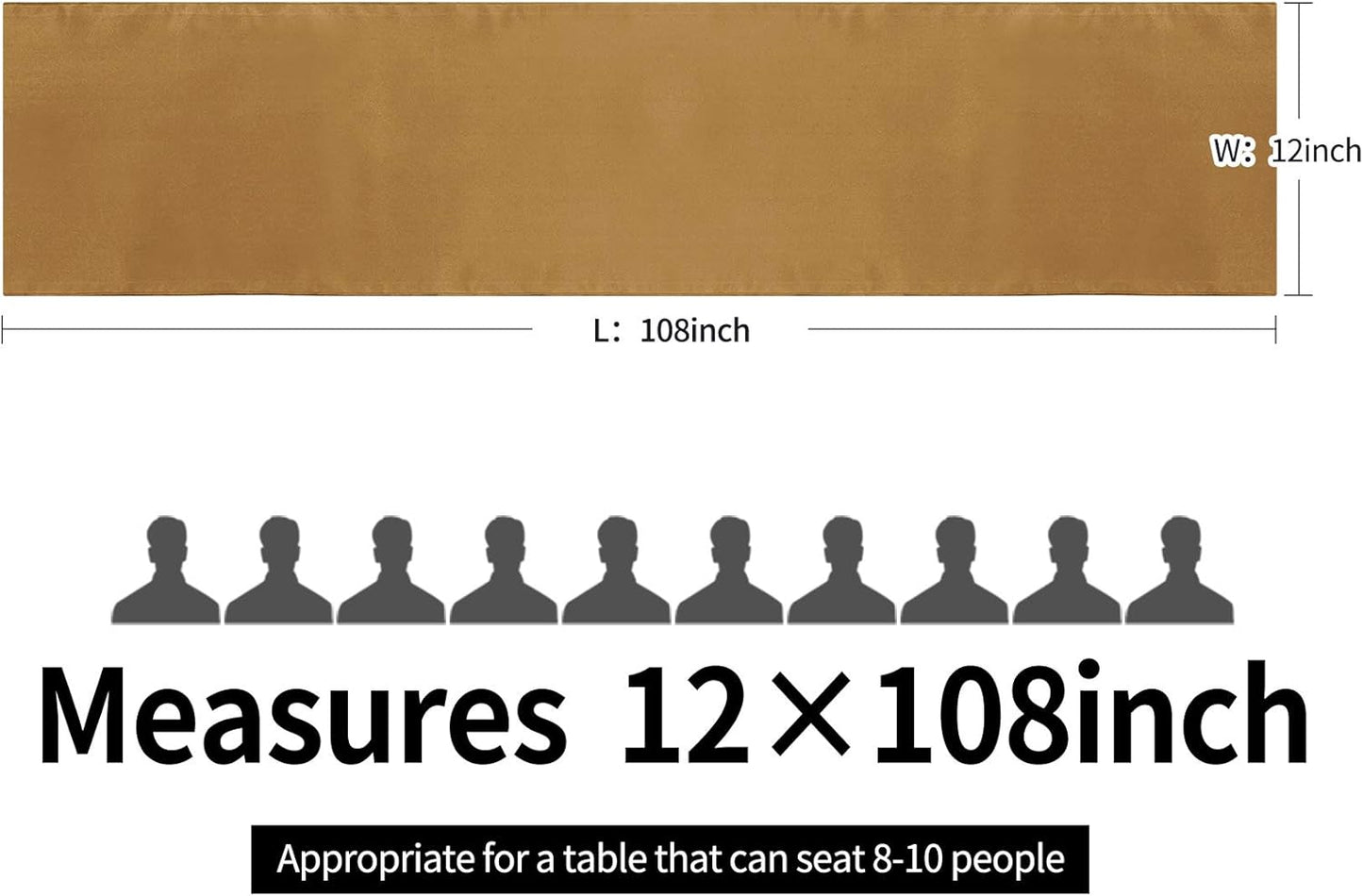 15-Pack Satin Table Runner Old Gold 12 x 108 inches Long, Table Runners for Wedding, Birthday Parties, Banquets Decorations（15 Pack, 12x108 Inch, Old Gold）