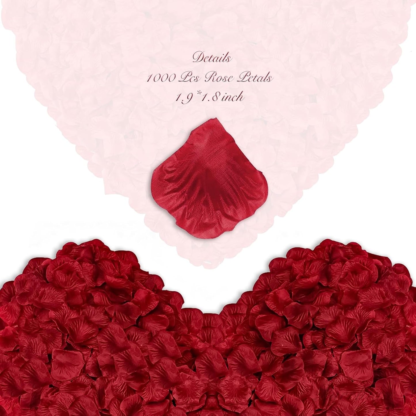 2000 Pcs Rose Petals, Artificial Flower Petals Fake Rose Petals for Romantic Night,Wedding,Proposal Anniversary Flower Decorations(Dark Red, 2000pcs)