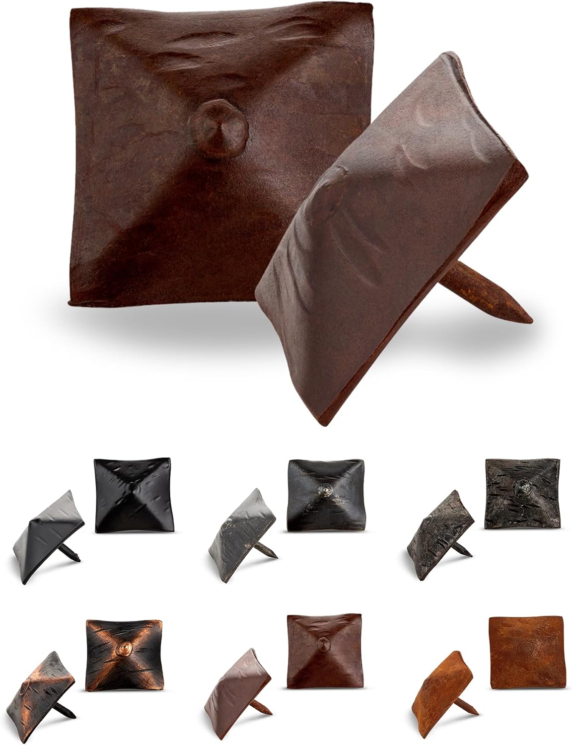 100 Pack 1.25" Square Head Iron Clavos Decorative Nails – Sealed Rusted – Handmade Rustic Square Fasteners for Farmhouse Shutters, Barn Doors, Shutters, and Gates – Ornamental Wood Accent